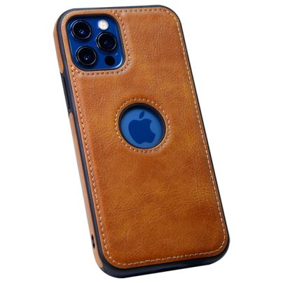 iPhone 12 Pro leather case back cover brown india product 1