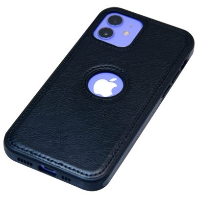 iPhone 12 leather case back cover black india product 3