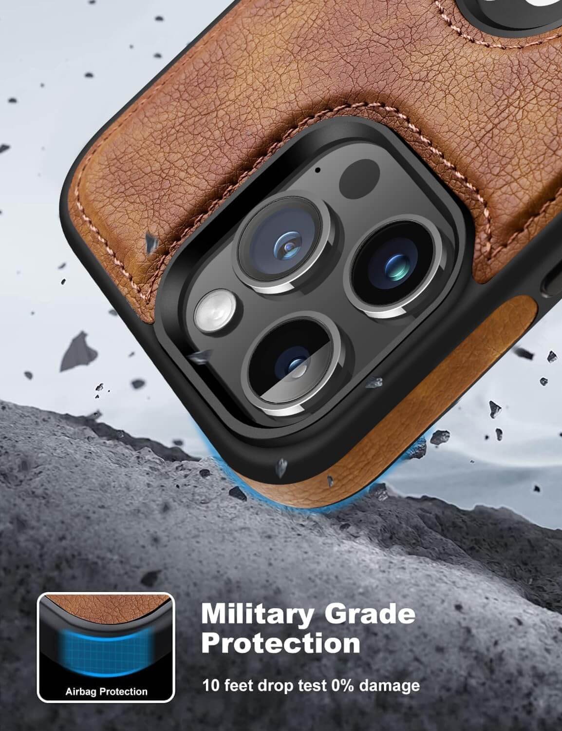 iPhone 16 Pro Max Leather Case With Kickstand