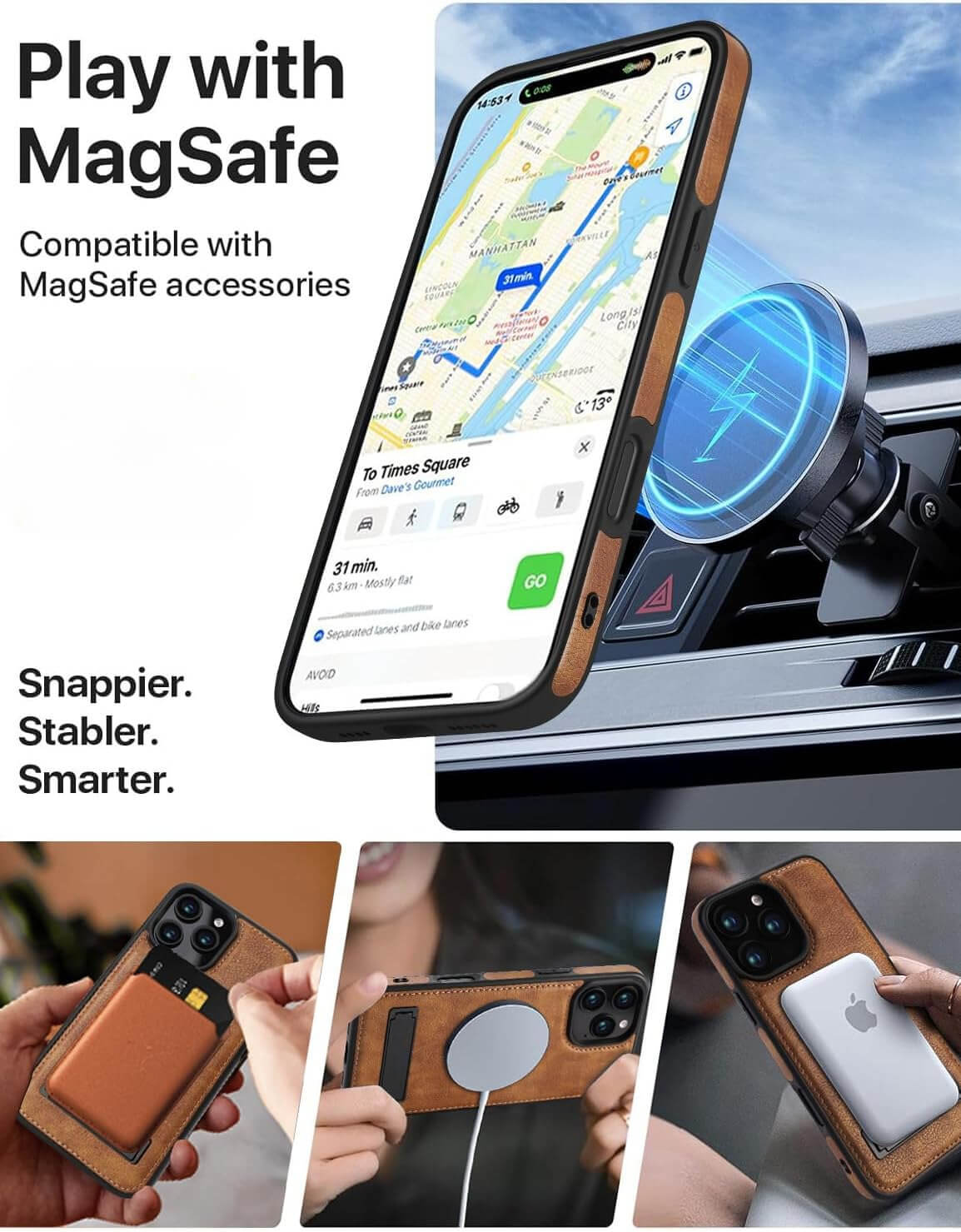 iPhone 16 Pro Max Leather Case With Kickstand