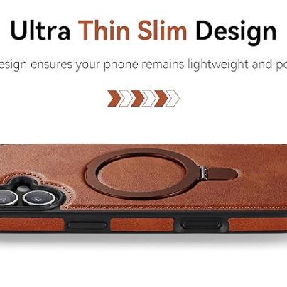 iphone 16 Plus leather case With Ring Stand