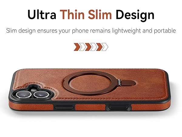 iphone 16 Plus leather case With Ring Stand