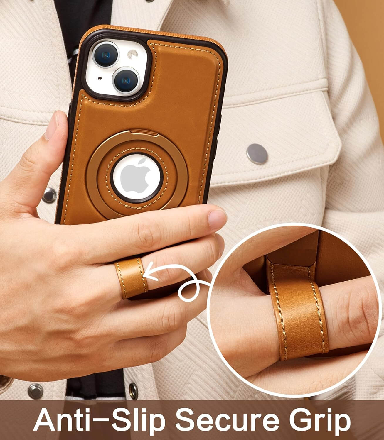 iPhone 13 Leather Case With Ringstand