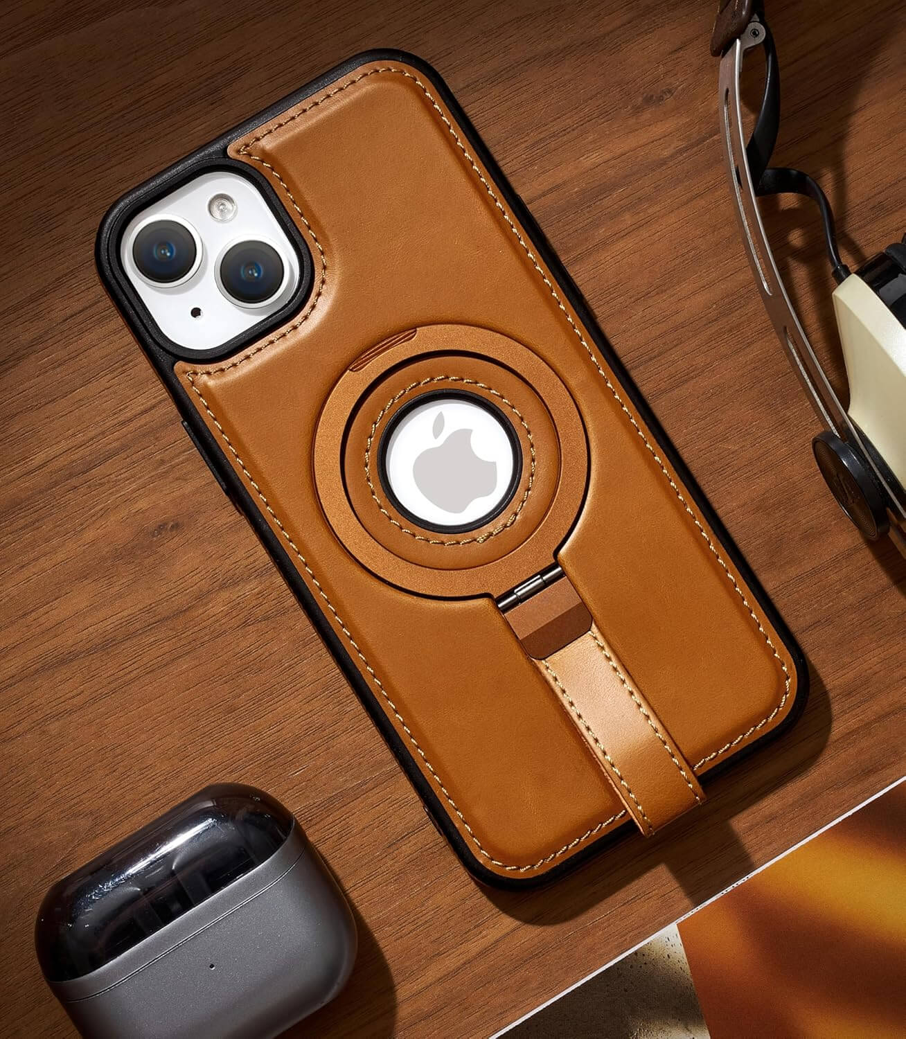 iPhone 13 Leather Case With Ringstand
