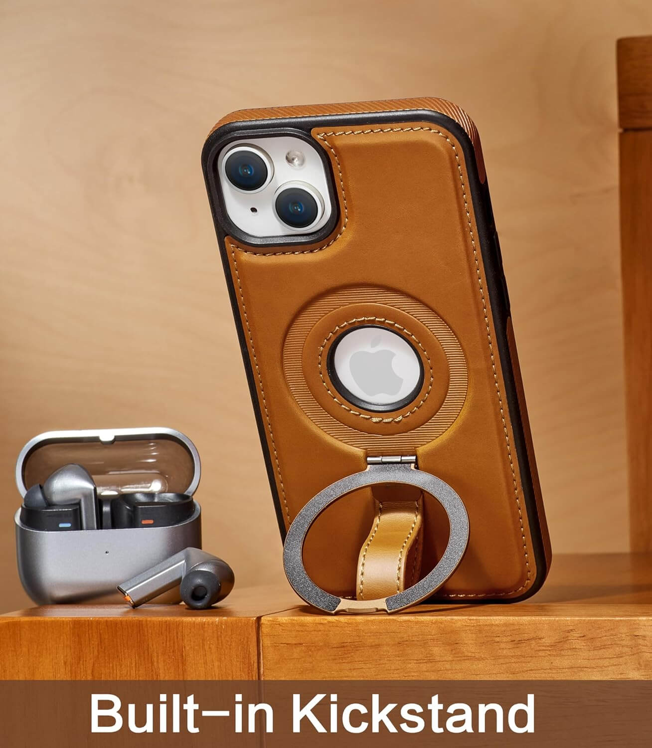 iPhone 13 Leather Case With Ringstand