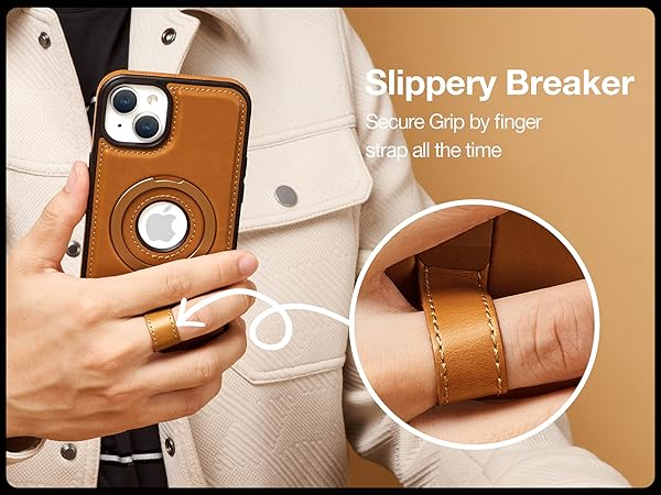 iPhone 13 Mini Leather Case With Ringstand