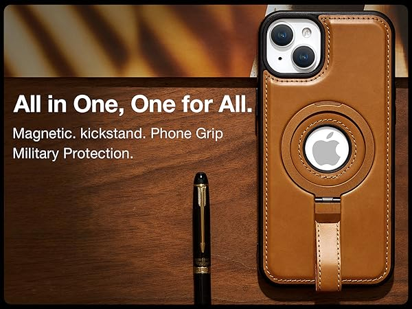 iPhone 13 Mini Leather Case With Ringstand