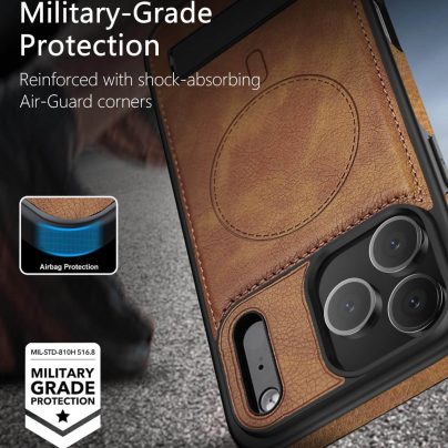 iPhone 17 Pro Max Leather Case With Kickstand