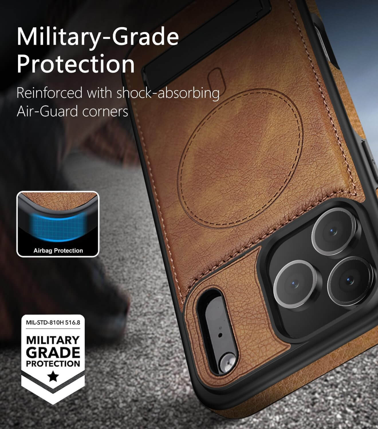 iPhone 17 Pro Max Leather Case With Kickstand