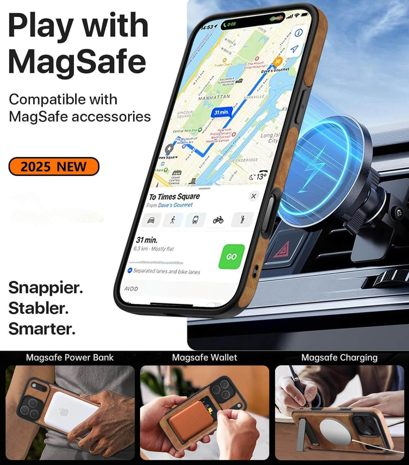 iPhone 17 Pro Max Leather Case With Kickstand