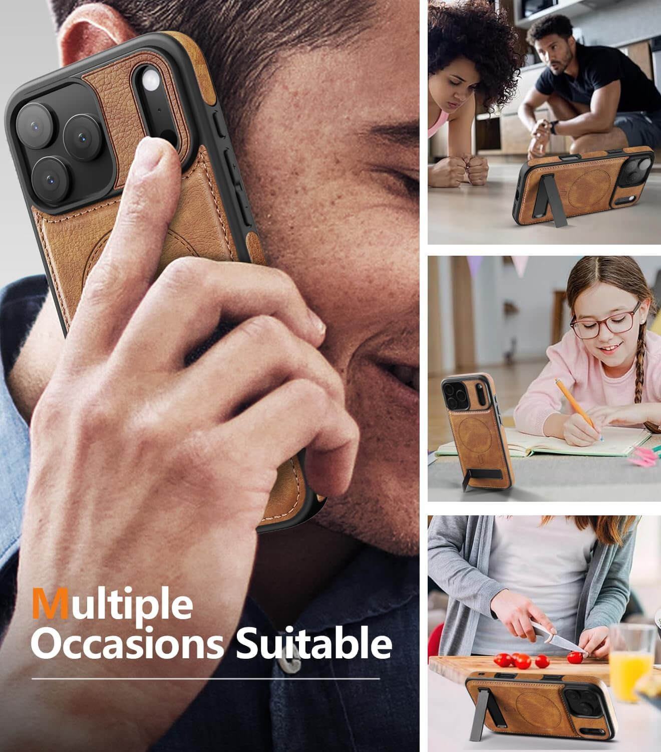 iPhone 17 Pro Max Leather Case With Kickstand