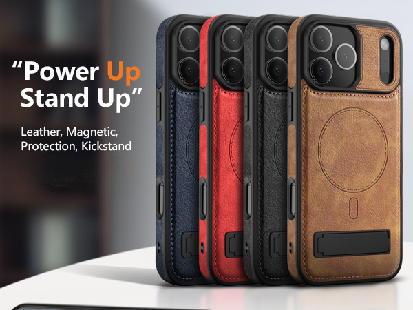 iPhone 17 Pro Max Leather Case With Kickstand