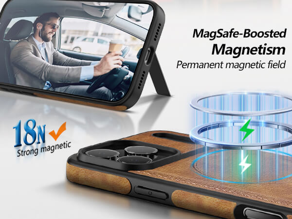 iPhone 17 Pro Max Leather Case With Kickstand