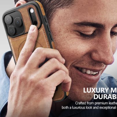 iPhone 17 Pro Max Leather Case With Kickstand