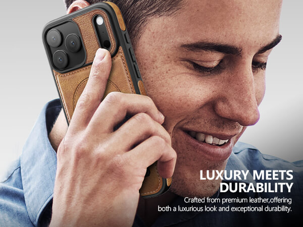 iPhone 17 Pro Max Leather Case With Kickstand