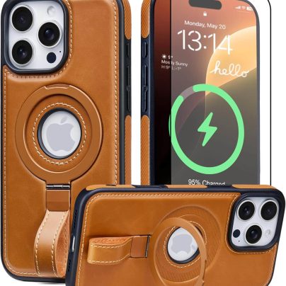 iPhone 16 Pro Max Leather Case With Ring stand