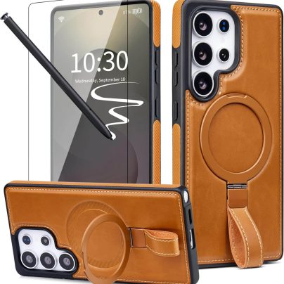 Samsung S22 Ultra Leather Case With Ringstand