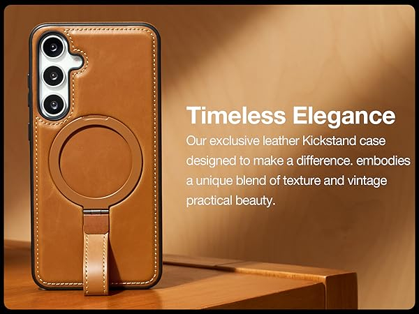 Samsung S21 Plus Leather Case With Ring Stand