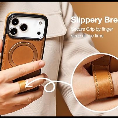 iPhone 17 Pro Max Leather Case With Ringstand