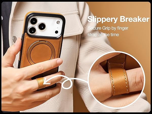 iPhone 17 Pro Max Leather Case With Ringstand