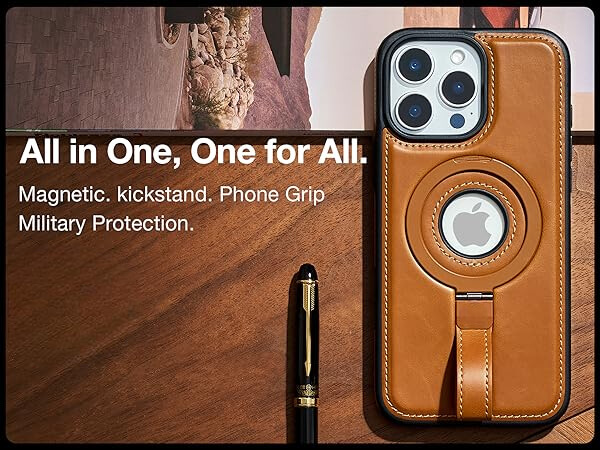iPhone 13 Pro Max Leather Case With Ring stand