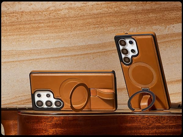 Samsung S21 Ultra Leather Case With Ringstand