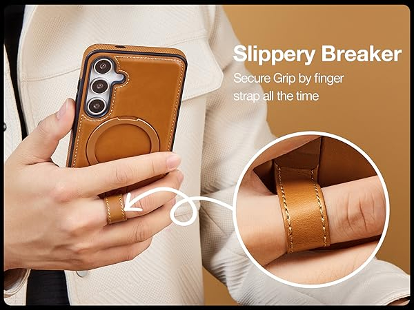 Samsung S21 Plus Leather Case With Ring Stand