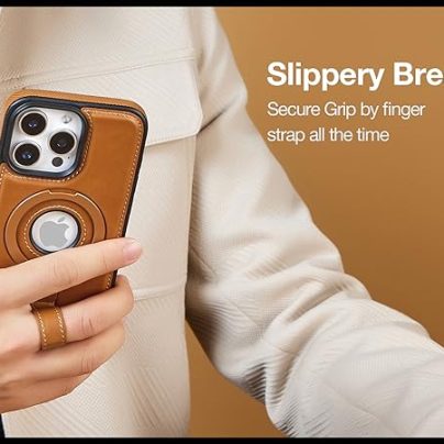 iPhone 13 Pro Max Leather Case With Ring stand