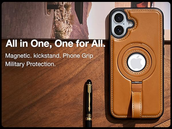 iPhone 17 Leather Case With Ring stand