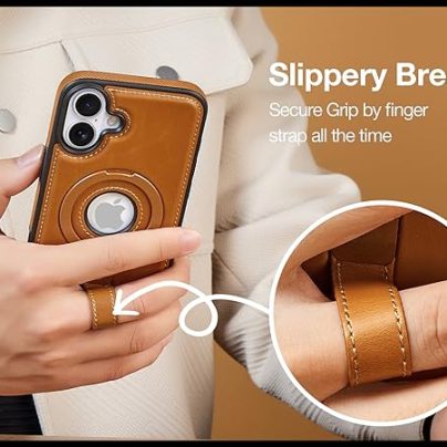 iPhone 17 Leather Case With Ring stand