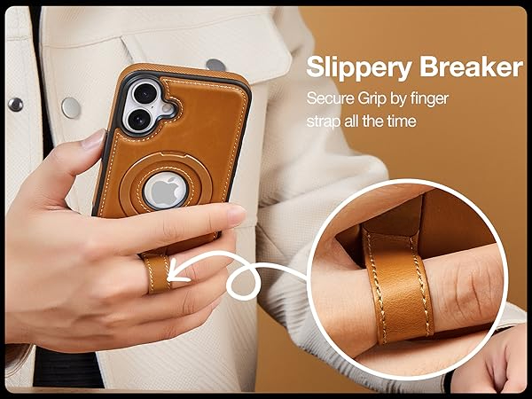 iPhone 17 Leather Case With Ring stand