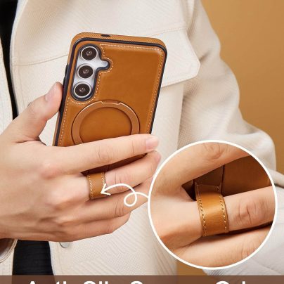 Samsung S21 Plus Leather Case With Ring Stand