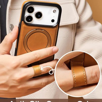 iPhone 17 Pro Max Leather Case With Ringstand