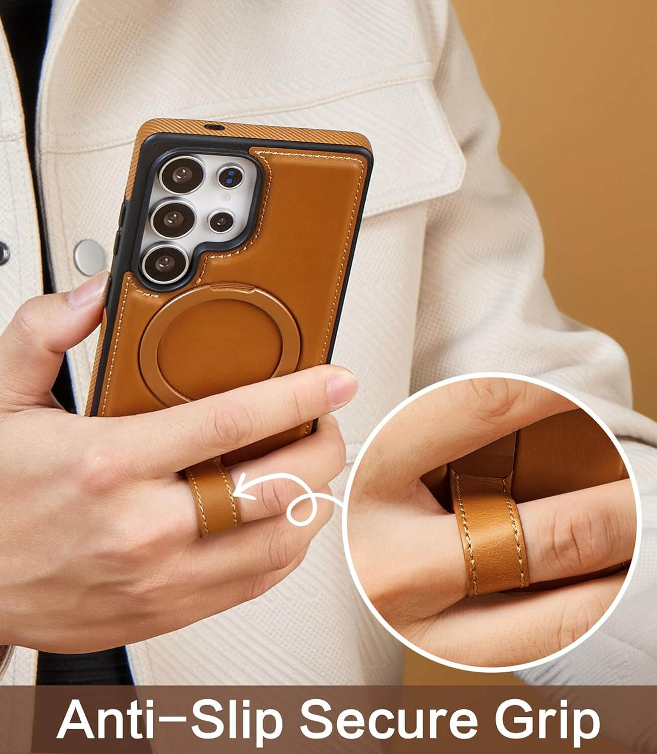 Samsung S21 Ultra Leather Case With Ringstand