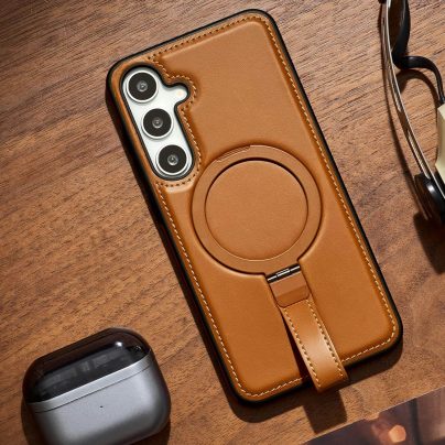 Samsung S21 Plus Leather Case With Ring Stand