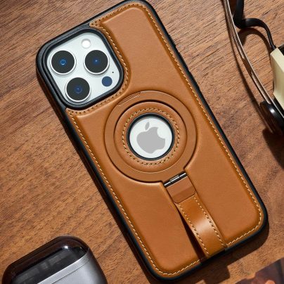 iPhone 13 Pro Max Leather Case With Ring stand