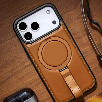 iPhone 17 Pro Max Leather Case With Ringstand