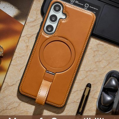 Samsung S21 Plus Leather Case With Ring Stand