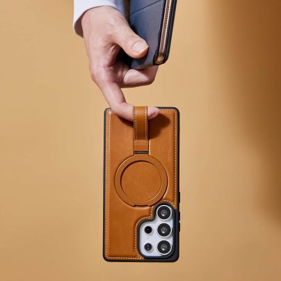 Samsung S21 Ultra Leather Case With Ringstand