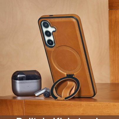 Samsung S21 Plus Leather Case With Ring Stand