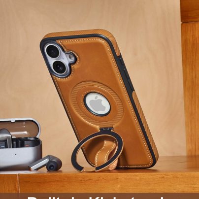 iPhone 17 Leather Case With Ring stand