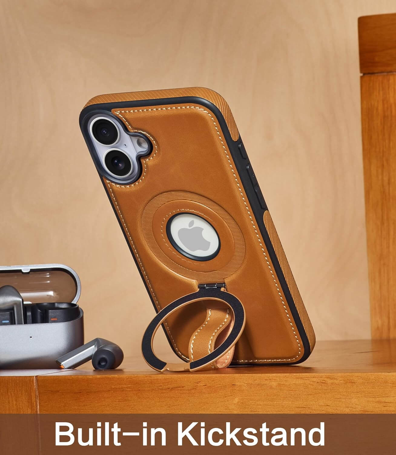 iPhone 17 Leather Case With Ring stand