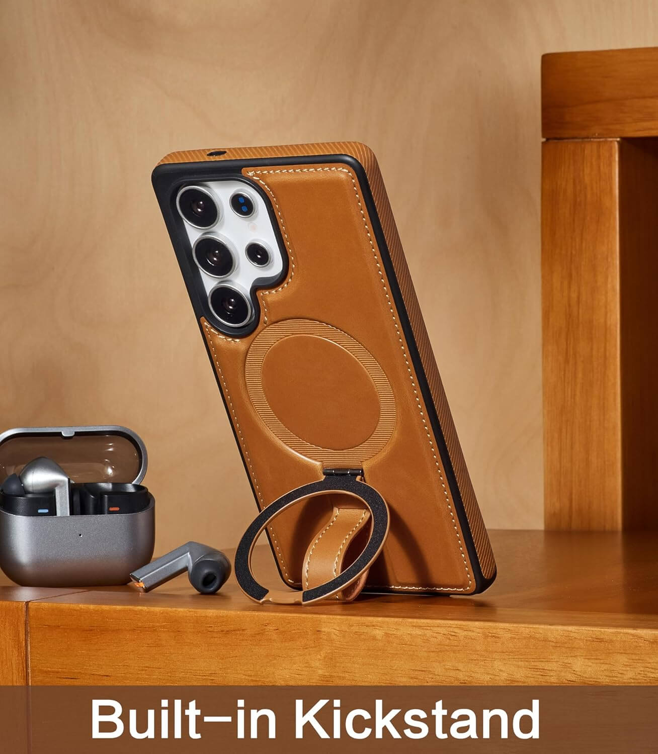 Samsung S21 Ultra Leather Case With Ringstand