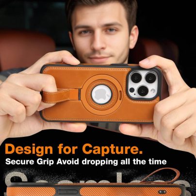 iPhone 13 Pro Max Leather Case With Ring stand