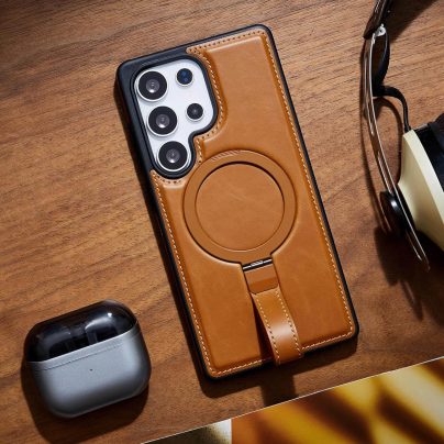 Samsung S21 Ultra Leather Case With Ringstand