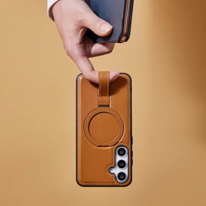 Samsung S21 Plus Leather Case With Ring Stand