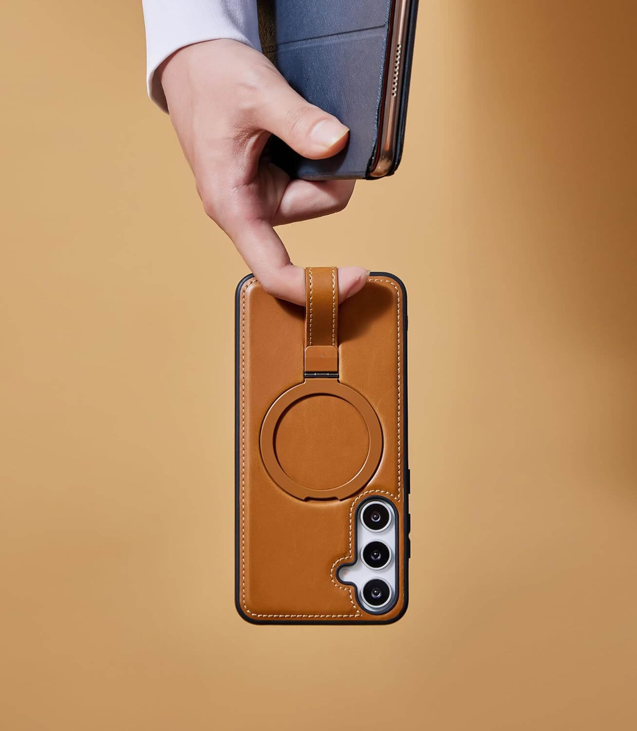 Samsung S21 Plus Leather Case With Ring Stand