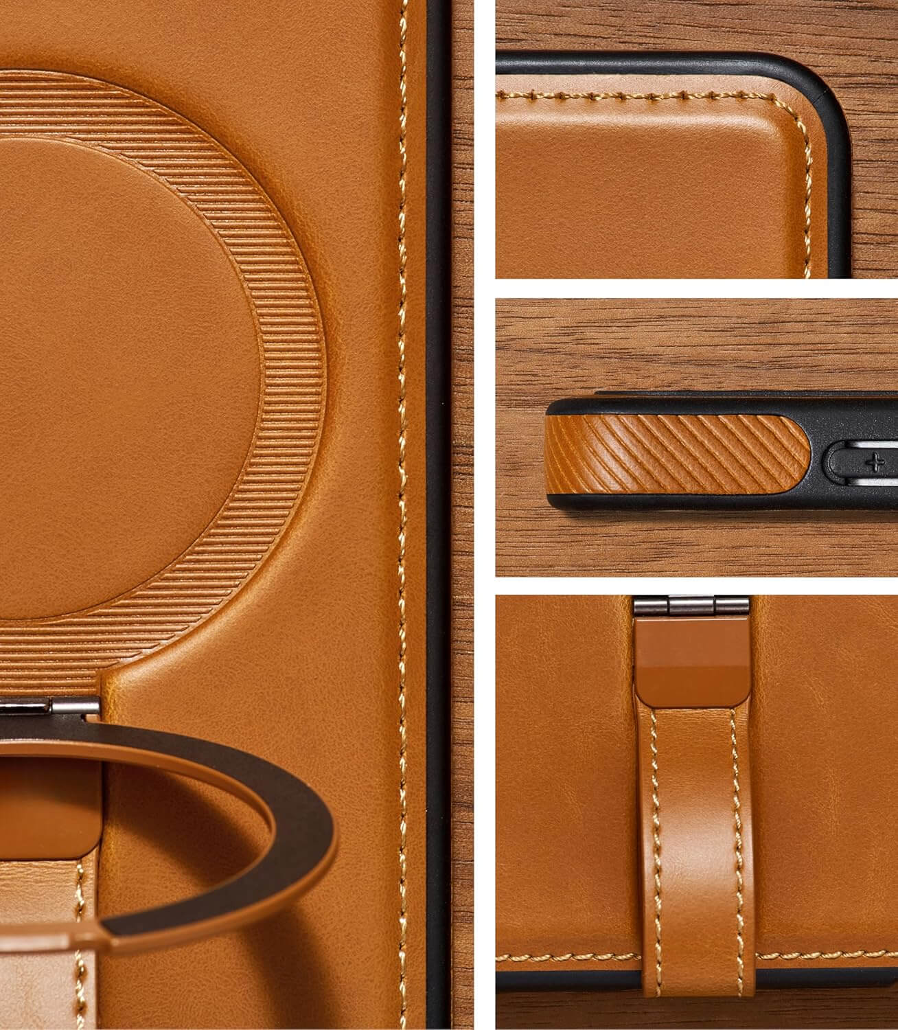 Samsung S21 Plus Leather Case With Ring Stand