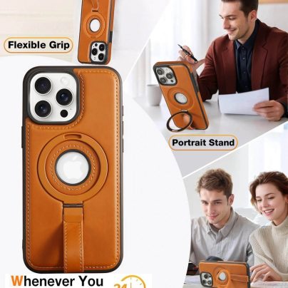 iPhone 13 Pro Max Leather Case With Ring stand