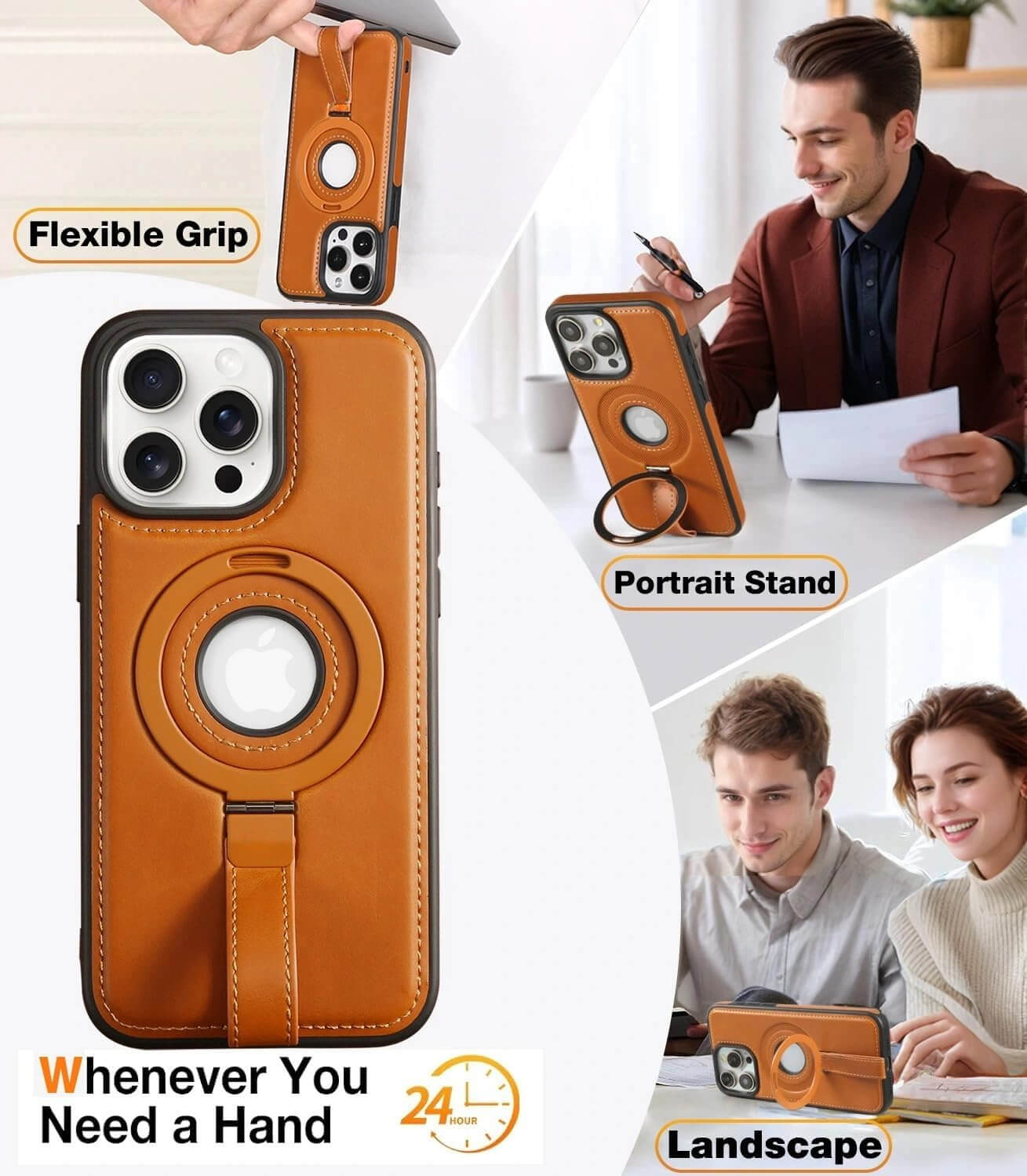 iPhone 13 Pro Max Leather Case With Ring stand